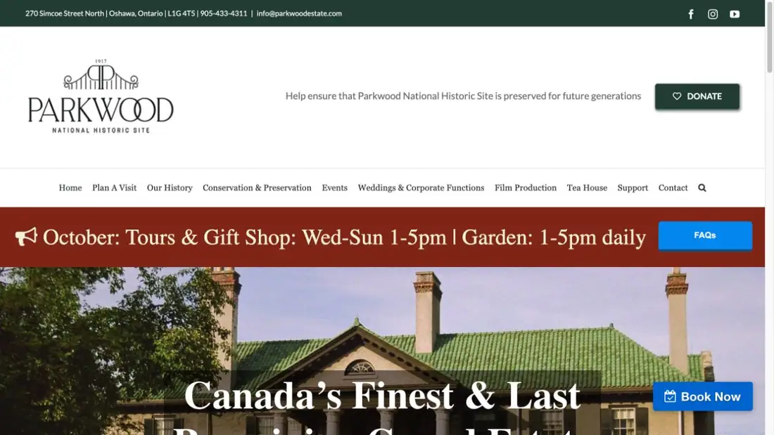 Parkwood Estate website homepage preview