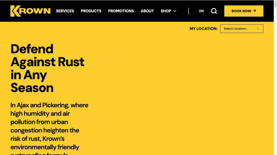 Krown Rust Control - Ajax website homepage preview