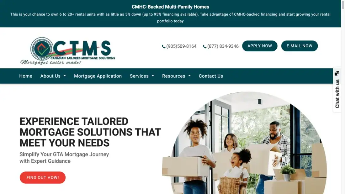 Canadian Tailored Mortgage Solutions website homepage preview