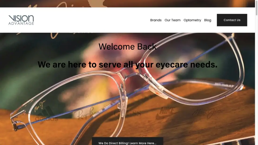 Vision Advantage Optical website homepage preview