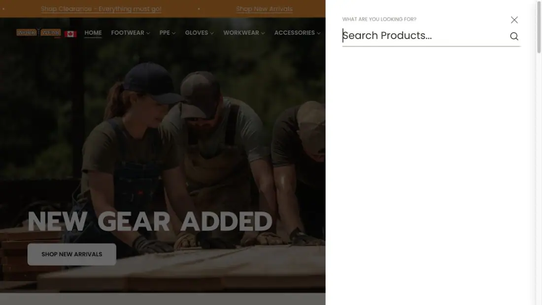 Work N Wear website homepage preview