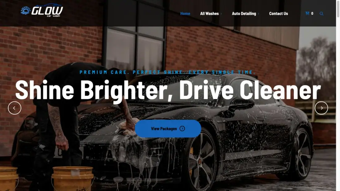 Glow Car Wash website homepage preview