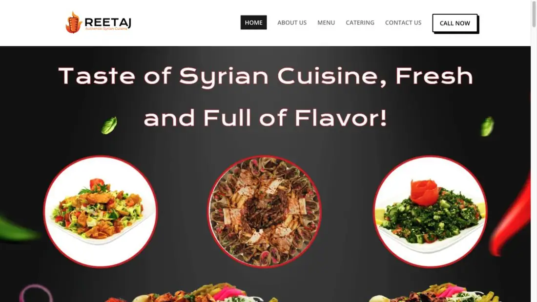 Reetaj Middle Eastern Restaurant website homepage preview