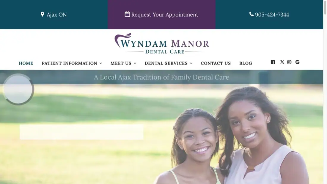 Wyndam Manor Dental Care website homepage preview