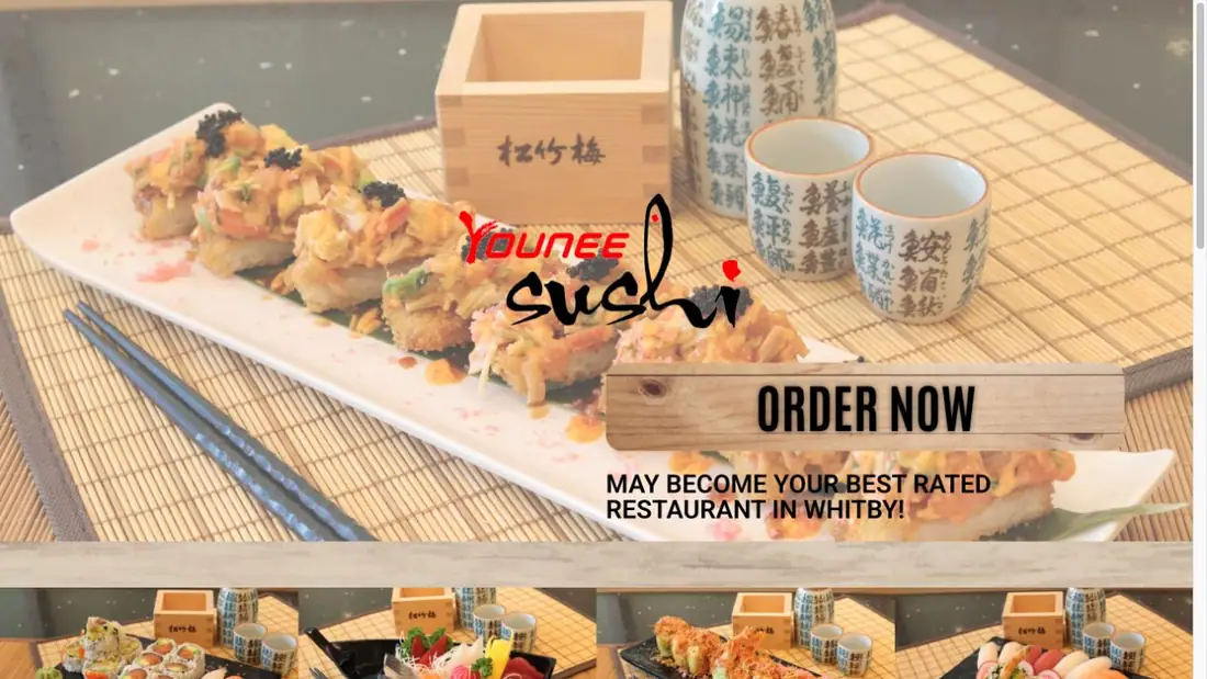 Younee Sushi website homepage preview