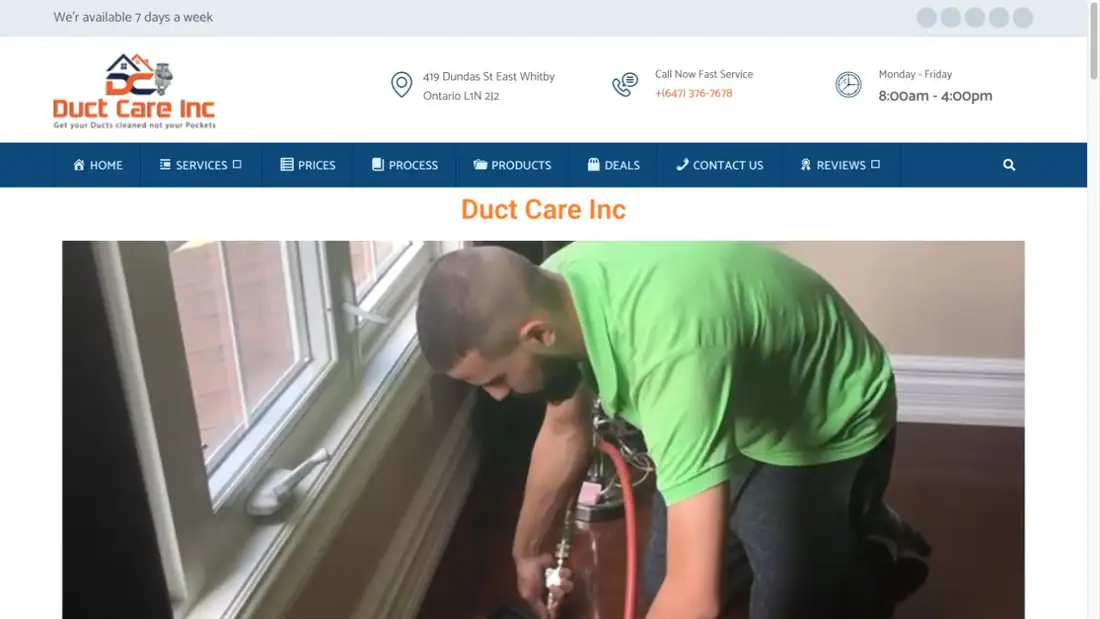 Duct Care Inc website homepage preview