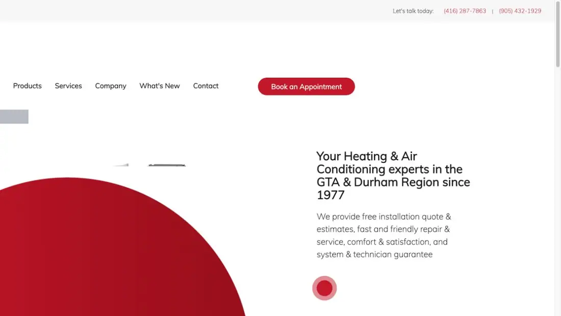 Button's Heating & Air Conditioning website homepage preview