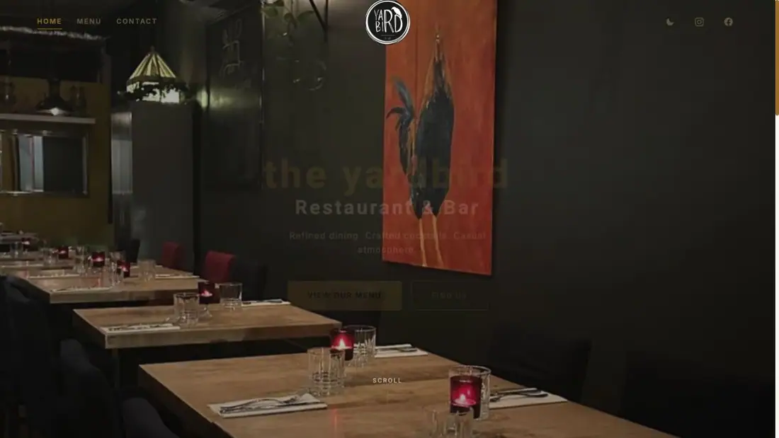 The Yardbird website homepage preview